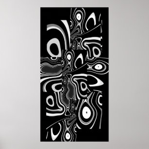 Póster de Arte Abstracto Ultra Moderno Negro Blanc