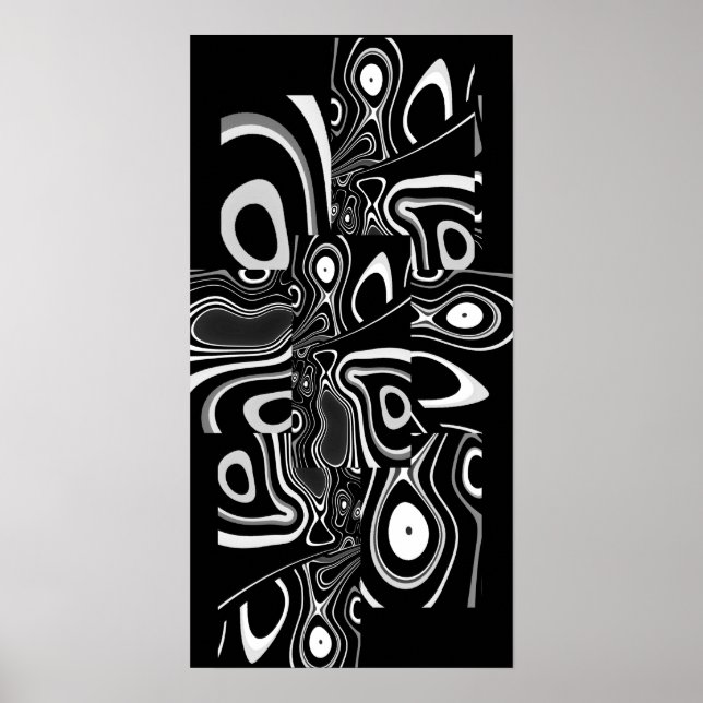 Póster de Arte Abstracto Ultra Moderno Negro Blanc (Frente)