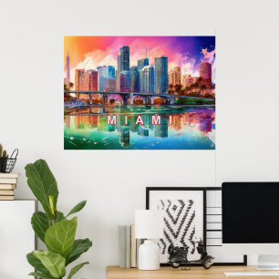 Póster de arte abstracto vibrante de Miami