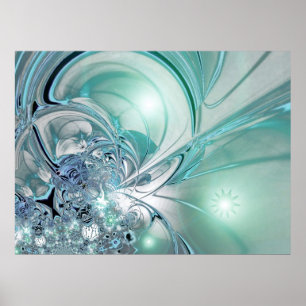 Póster de arte abstracto vidrio azul de dos tonos