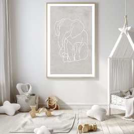 Poster de arte Abstrat Elephant Line