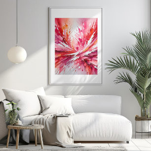 Póster de Arte Acrílico Abstracto Fantasía Rosa