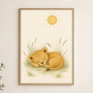 Póster de arte acuarela caprichoso de cachorro de