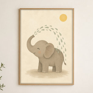 Póster de arte acuarela caprichoso de ducha de ele