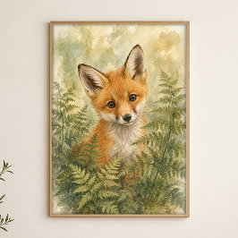 Póster de arte acuarela caprichoso Kit Zorro