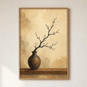 Póster de Arte Acuarela de Rama Ikebana Cottagecor