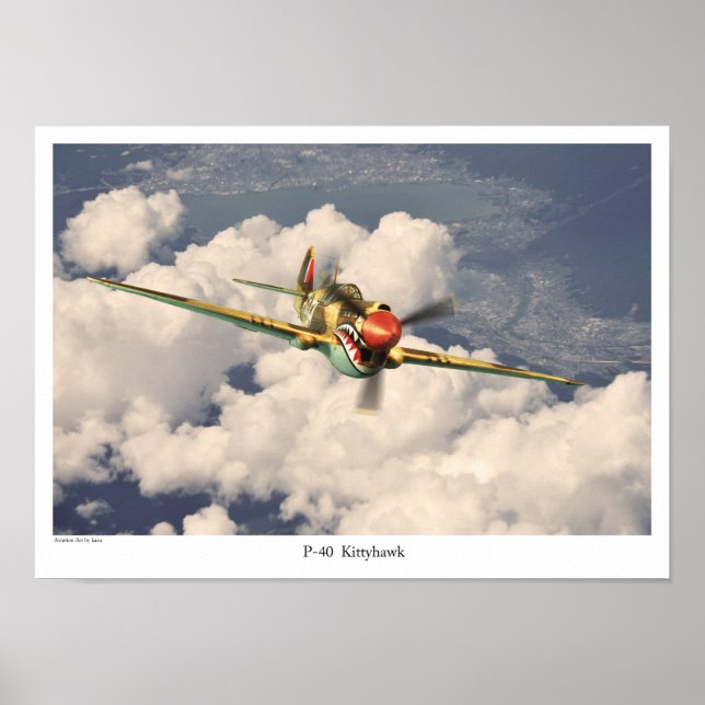 Poster de Arte Aéreo "P-40 Kittyhawk" (Frente)