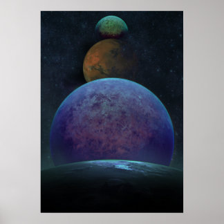 Poster de arte al aire libre Planetas Moon Art Moo