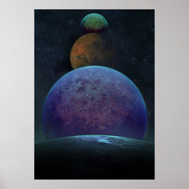 Poster de arte al aire libre Planetas Moon Art Moo (Frente)