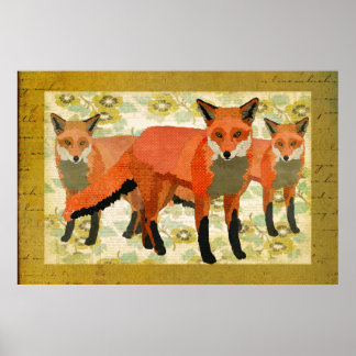 Poster de arte Amber Foxes