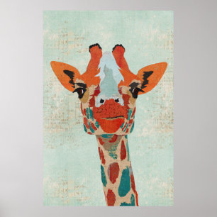Poster de arte Amber Peeking Giraffe
