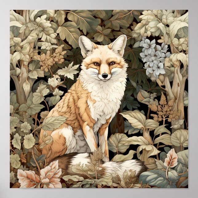 Poster de arte animal de Fox Woodland (Frente)