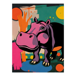 Poster de arte animal expresivo colorista