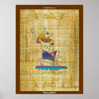 Poster de arte "ANUBIS on Papyrus", Dios egipcio