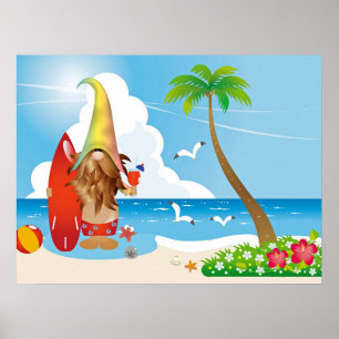 Poster de arte Beach Gnome