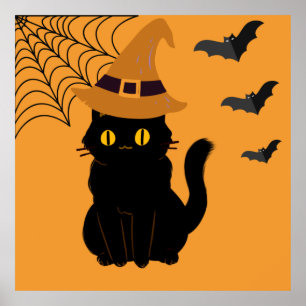 Poster de arte Black Cat Halloween