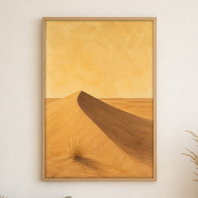 Póster de arte boho acuarela curva sombra de duna (Shown framed for scale. Poster ships unframed; frames are an optional add-on.)