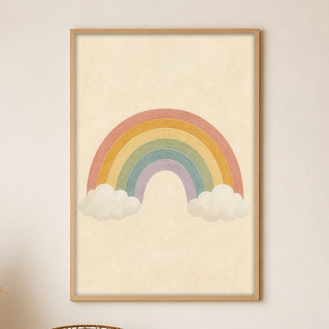 Póster de arte boho de aguada entre arcoíris y nub (Shown framed for scale. Poster ships unframed; frames are an optional add-on.)