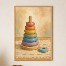 Póster de Arte Boho de Anillos de Arcoíris Apilado