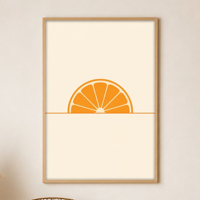 Póster de arte boho de Gouache de rodaja de naranj (Shown framed for scale. Poster ships unframed; frames are an optional add-on.)