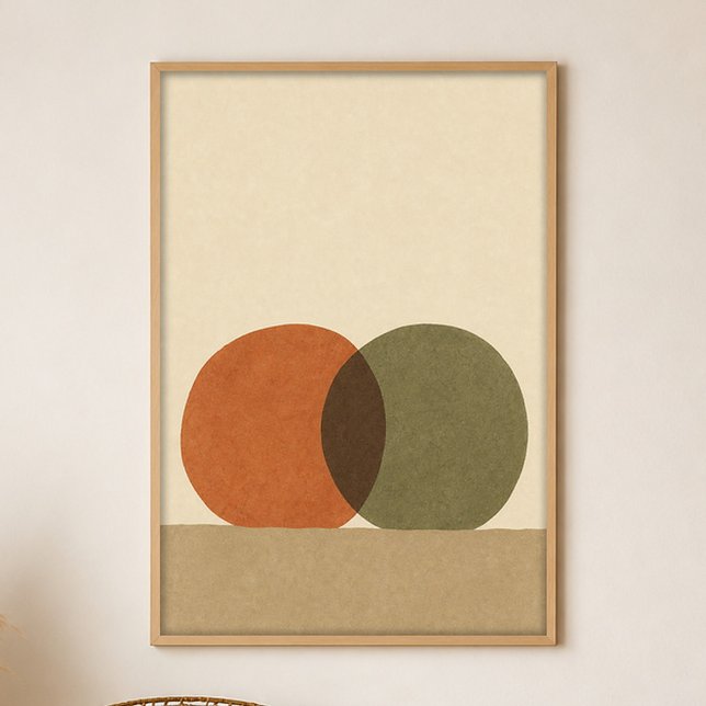 Póster de arte boho de Gouache de soles superpuest (Shown framed for scale. Poster ships unframed; frames are an optional add-on.)