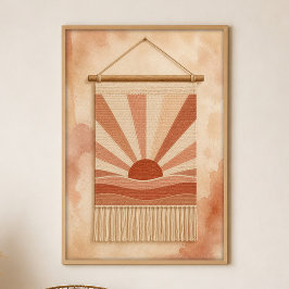 Póster de arte boho de Gouache de tejiendo sol en 