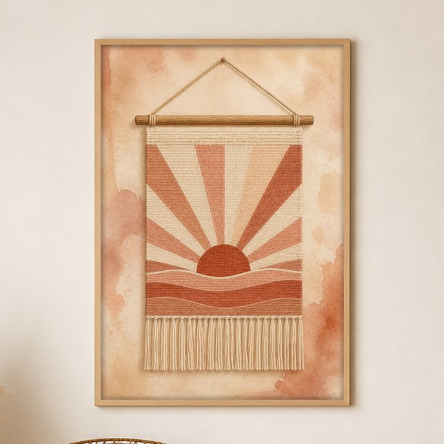 Póster de arte boho de Gouache de tejiendo sol en  (Shown framed for scale. Poster ships unframed; frames are an optional add-on.)