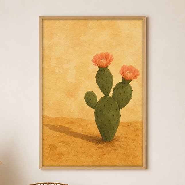 Póster de arte boho de Gouache Desert Bloom (Shown framed for scale. Poster ships unframed; frames are an optional add-on.)