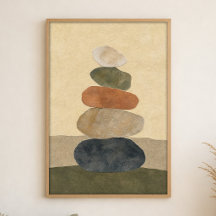 Póster de arte boho de Gouache Riverstone Stack