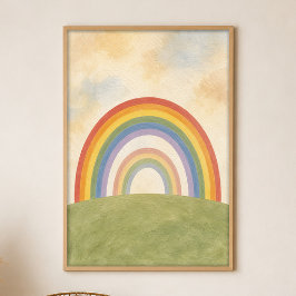Póster de arte boho Gouache Colina Arcoíris Doble