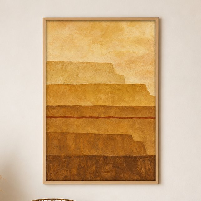 Póster de arte boho Gouache Terrazas Ocres (Shown framed for scale. Poster ships unframed; frames are an optional add-on.)