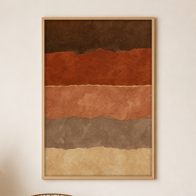 Póster de arte boho Gouache Umber Strata (Shown framed for scale. Poster ships unframed; frames are an optional add-on.)