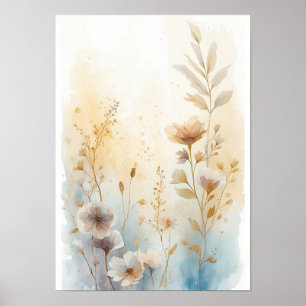 Póster de arte botánico de flores silvestres en ac