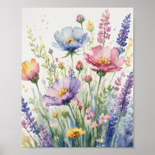 Póster de Arte Botánico en Acuarela de Flores Past