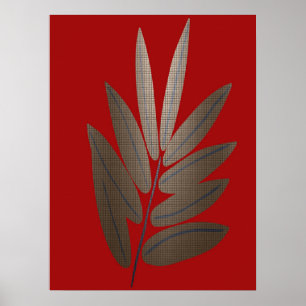 Póster de Arte Botánico Mosaico de Hoja Dorada