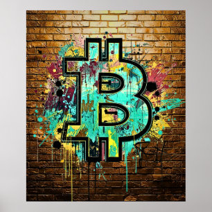 Póster de arte callejero de Bitcoin – Diseño de gr