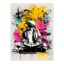Póster de Arte Callejero Graffiti – Niño Leyendo U