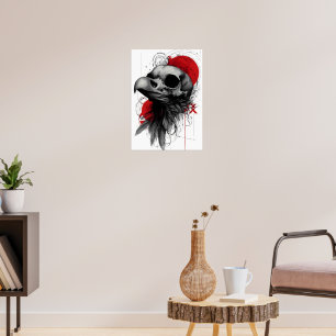 Póster de Arte Callejero Grunge Gótico con Cráneo 