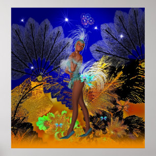 Póster de arte celebración Showgirl en azul