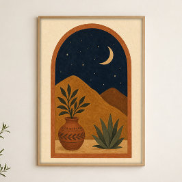Póster de arte celestial en acuarela Luna en el Ar