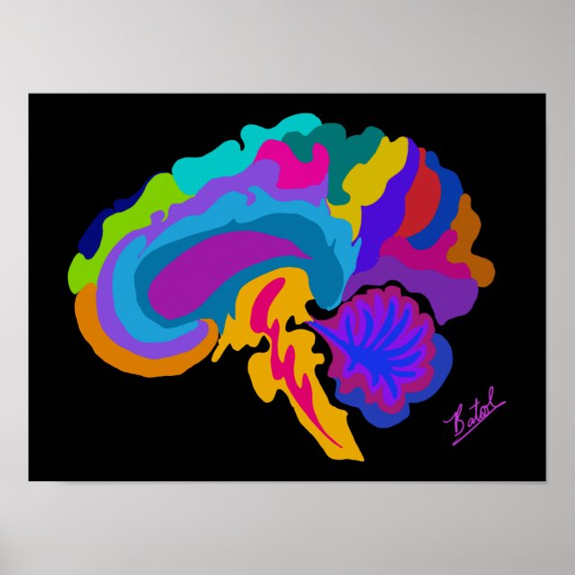Poster de arte cerebral lleno de color (Frente)