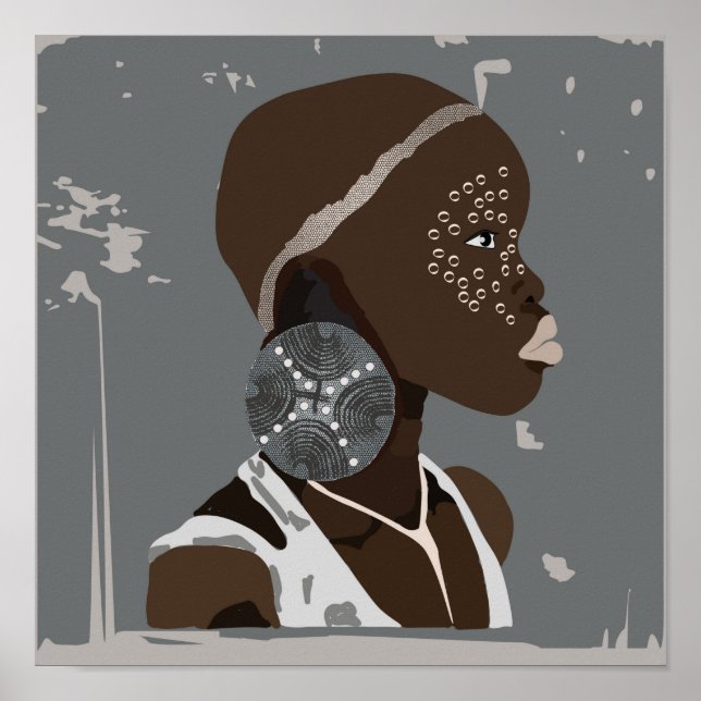 Poster de arte Chica africano (Frente)