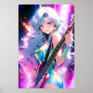 Poster de arte Chica de guitarra