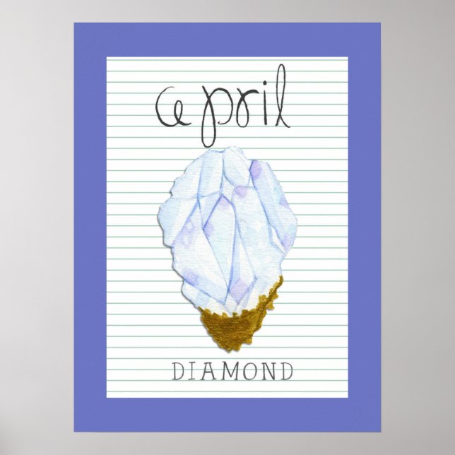 Póster de arte con diamante, piedra de nacimiento  (Frente)