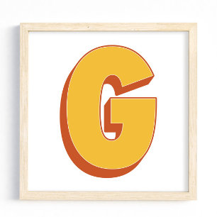 Póster de arte con letra, monograma G, inicial de
