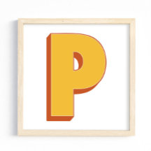 Póster de arte con letra, Monograma P, Inicial de
