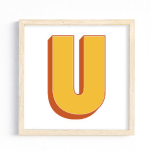 Póster de arte con letra, Monograma U, Inicial de
