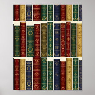 Póster de arte con lomos de libros antiguos de bib