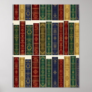 Póster de arte con lomos de libros antiguos de bib