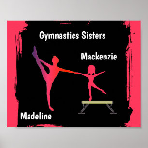 Póster de arte con nombre de dúo de gimnasia con g